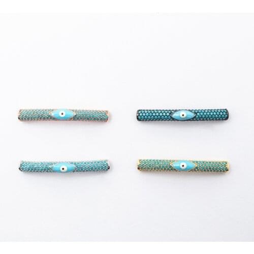 4.7×35.9mm Pavé-shaped Blue Shiny Crystal Guardian Eye Personality Ladies Jewelry Connector DIY Fashion Bracelet