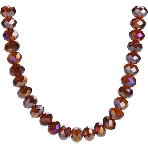 Spacer Charms Beads Lots Making Faceted Wholesale Glass Craft DIY Bracelet Findings Loose 6-14mm Rondelle Jewelry Deep Topaz