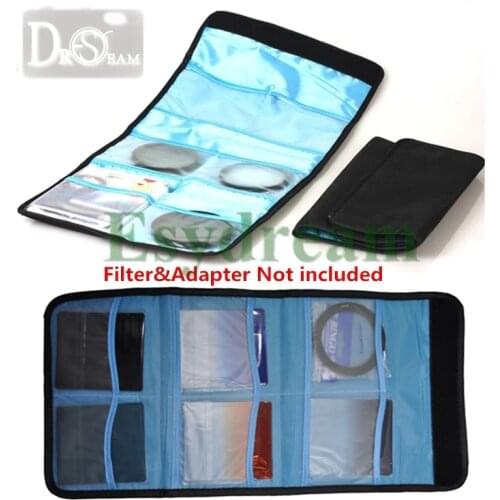 6 Pockets Lens Filter Wallet Case Pouch For 25-82mm 52 58 62 67 77 58mm 77mm 67mm 52mm 55mm 49mm 72mm