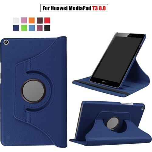 Tablet Case For Huawei Media Pad T3 8.0 360 Rotating Flip PU Cover Stand Smart Case Tablet PC Protective for huawei T3 8 inch
