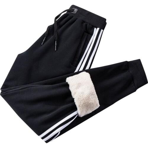 Winter Joggers Men Casual Slim Fit Sweatpants Men Trousers Side Stripe Warm Tracksuit Cashmere Thickening Sportswear Track Pants
