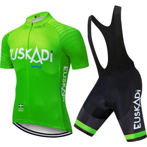 EUSKADI GREEN Roupas Ciclismo Masculino 2021 Mens Team Cycling Jersey Short Sleeve Summer Cycling Clothing Road Bike 20D