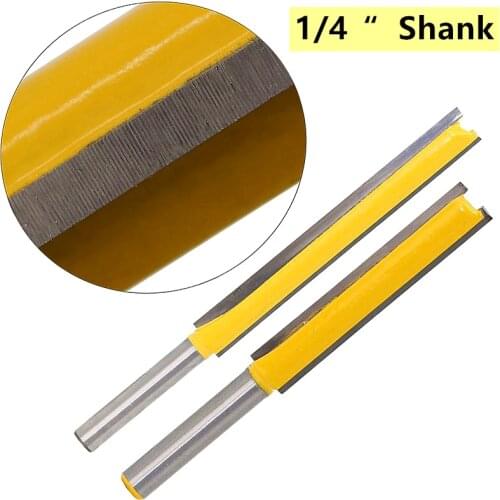 Citop 1pcs 1/4 Shank Extension Long Straight Double-edged Trimming Knife CNC Milling Cutters Router Bit for Wood Edge Cutting