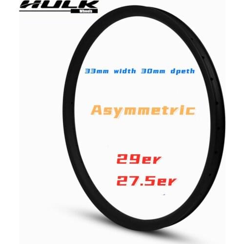 HULKWHEELS 29er 27.5er 29 inch Asymmetric MTB Carbon Fiber Rim 33mm*30.2mm super light Tubeless Rim For XC Mountain Bike Wheel