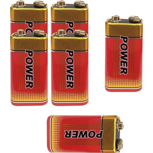 6pcs 6F22 200 min Mah 100% Original 6LR61 MN1604 9V Block Heavy Duty Cell Battery