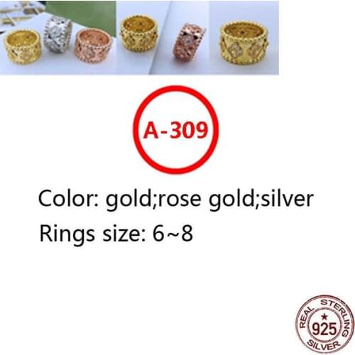 A309 S925 ring personality fashion classic kaleidoscope round bead clover shape temperament couple ladies jewelry new hot
