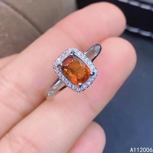 KJJEAXCMY fine jewelry 925 sterling silver inlaid natural garnet ring delicate new female gemstone ring lovely support test