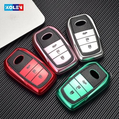 Leather + TPU Car Remote Key Full Cover Case Shell Fob For Toyota Corolla Rav4 Auris CHR Camry Crown Land Cruiser 200 Prado Aygo