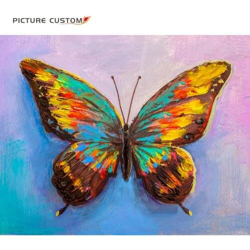 Colorful Butterfly Painting By Numbers DIY Gift Hand Painted Picture Abstract Oil Painting On Canvas For Living Room 50x65cm