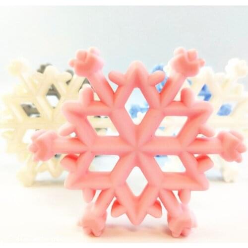 Creative Baby Teether Jewelry 5pcs Christmas Snowflakes DIY Accessories Nursing Teething Necklace Food Grade Silicone Teether