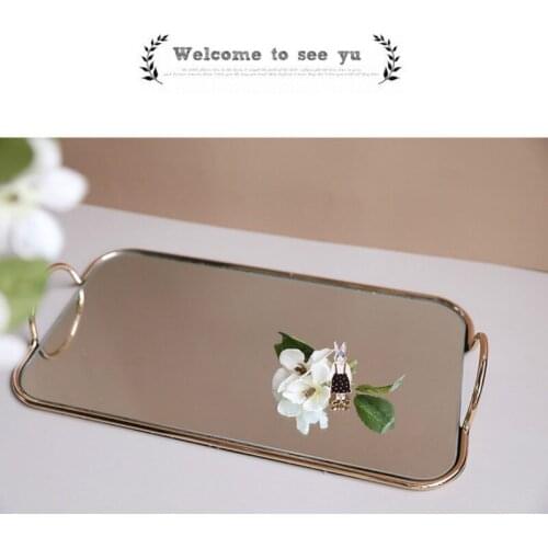 Nordic Creative Tea Tray Decorative Coffee Food Serving Luxury Ceremony Golden Tea Tray Bandeja Madera Kitchen Teaware DB60TP