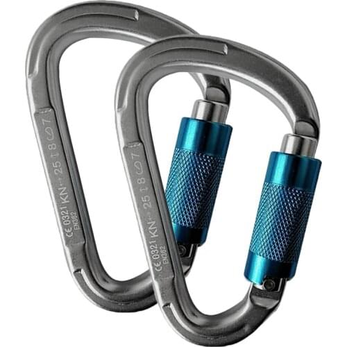 MagiDeal 2pcs Rock Climbing Aluminum Carabiner 25KN Heavy Duty D Shape Buckle Screw Locking Gate Buckle for Yoga Hammock