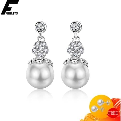 BaliJelry Fashion Pearl Earrings Silver 925 Jewelry Zircon Gemstone Drop Earrings Accessories for Women Wedding Engagement Party