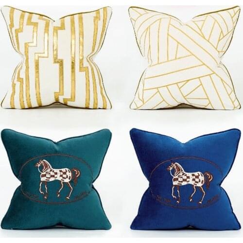 Fashion High-end Chinese Style Pillow Case Home Decor Hotel Office Model Room Waist 45cm 50x50 Cushion Cover Polyester Jacqua