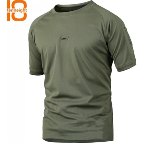 TENNEIGHT Men Tactical T Shirt Short Sleeve Quick Dry mens sports T-Shirts Dropshipping Breathable Camouflage Hunting Tee Shirt
