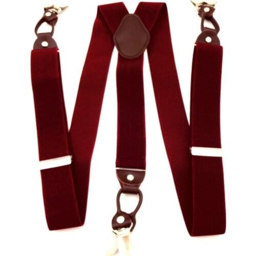 Men Elastic Vintage Across Casual Clip On Portable Commercial Accessories Leather Alloy Suspenders