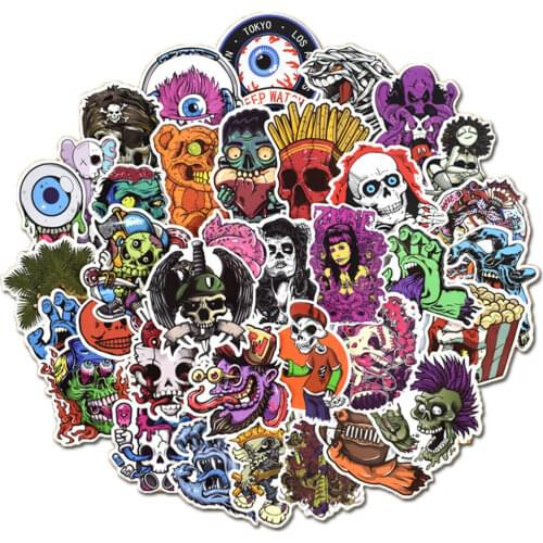 50 Pcs Vinyl Cool Horror Stickers Laptop Terror Sticker Pack for Car Bumper Luggage Water Bottle Helmet Phone Fridge Bike Decals