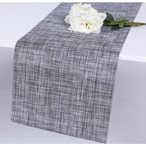 PVC Polyester Table Runner Rectangle High Quality Simple Modern Desktop Cover Solid Color Waterproof Dustproof Use for Home