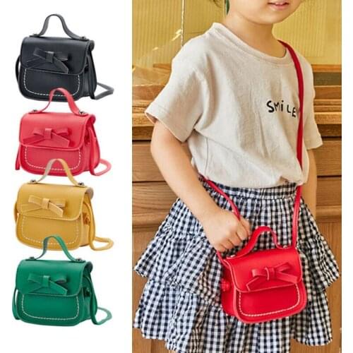 2021 New Brand Toddler Baby Messenger Bags Children Kids Girls Princess Shoulder Bag Handbag Solid Bowknot Princess Coin Purses