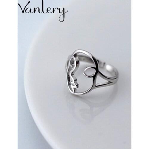 Charming Open Human Face Ring for Women Vintage Boho Party Rings Gothic Punk Jewelry Gifts for Girls