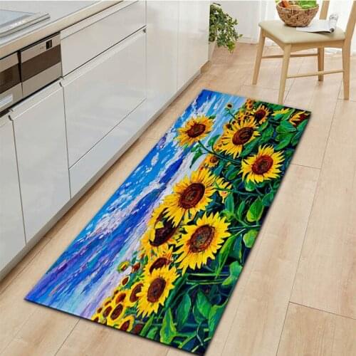 Sunflowers Oil Painting Doormat Hallway Living Room Bedroom Soft Area Rugs Home Decor Washable Kitchen Carpet Non-Slip Bath Mat