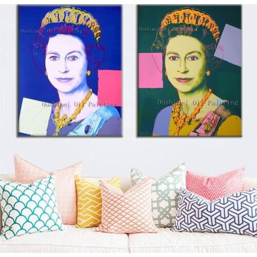Hand Painted Queen of England Painting Elizabeth Portrait Oil Painting Wall Art for Living Room Decor Modern Abstract Paintings