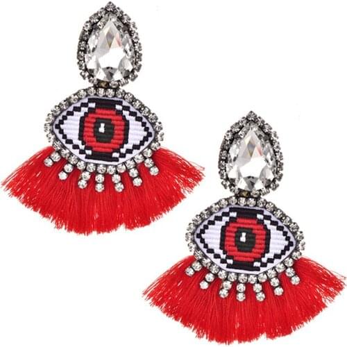 Tassel Earrings For Women Vintage Stud Earrings Geometric Eye Pendant Dangle Statement Earrings Fringed Earrings Multicolor