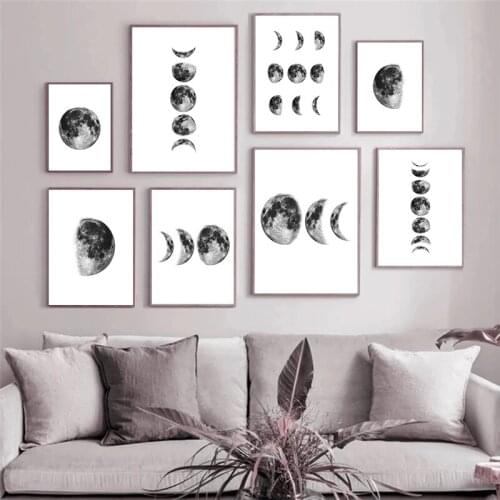 Modern Black And White Moon Picture Home Decor Wall Art Canvas Painting Nordic Minimalist Posters And Prints For Bedroom Design