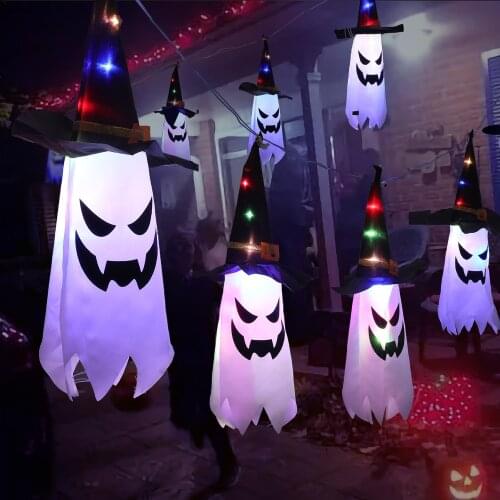 Halloween LED Lanterns Gypsophila Ghost Atmosphere Light String Wizard Hat Waterproof Battery Box Light String Home Decoration