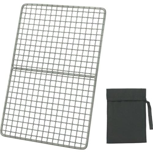 Titanium Grill Net Plate Charcoal Barbecue Camping BBQ Mesh Picnic Tableware