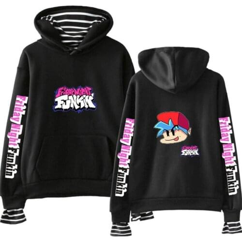 Friday Night Funkin Hoodies Women Men Fake Two Piece Hooded Sweatshirt Harajuku Streetwear Hip Hop Pullover Clothes Sudadera