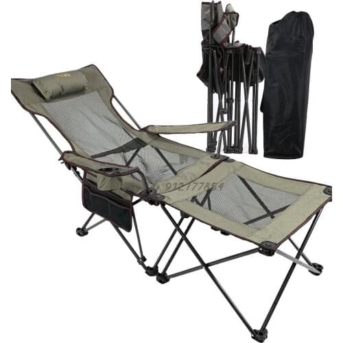 Outdoor folding chair recliner ultra-light portable backrest chair thickening bold camping outdoor lunch break bed