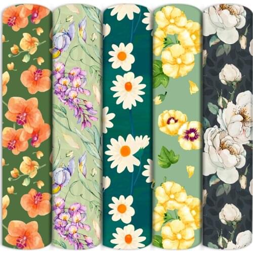 Green Flower Polyester Cotton Fabric Patchwork Sewing Quilting Fabrics Needlework Material DIY Tissue Kids Handmade Cloth,c16619