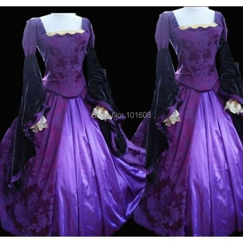 Tailored!Purple 16 century Halloween Costume Dresses Colonial Georgian Renaissance Historical Scarlett Cosplay dress HL-522