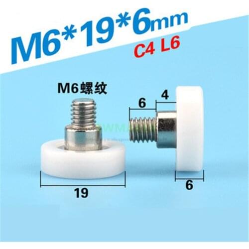10pcs M6*19*6mm C1 L3 drawer pulley DR-19 TOK showcase furniture POM polyoxymethylene plastic roller screw thread