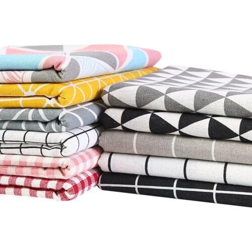 150cmx100cm Cotton and Linen Fabric Tablecloth Curtain Fabric Plaid Sofa Handmade Fabric DIY Apparel Sewing 101
