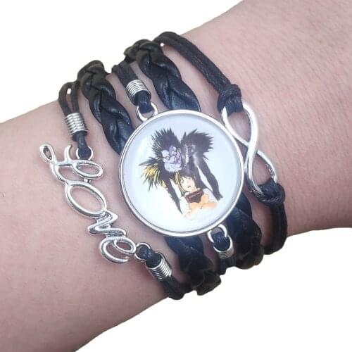 20 Styles Anime Death Note Multilayer Leather Bracelet Cartoon Figure Punk Time Gem Women Men Lady Holiday Birthday Gift SWBJ-3