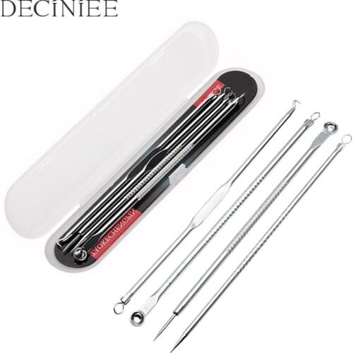 4PCS Blackhead Extractor de cravo Rose Gold Black Dots Cleaner Acne Blemish Remover Needles Set Black Spots Pore Cleanser Tool