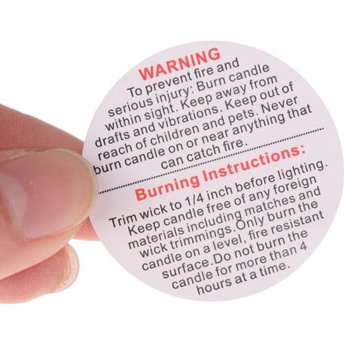 500pcs/roll laser Warning Candle Label Waterproof Candle Jar Container Stickers Wax Melting Safety Label Vow Sticker