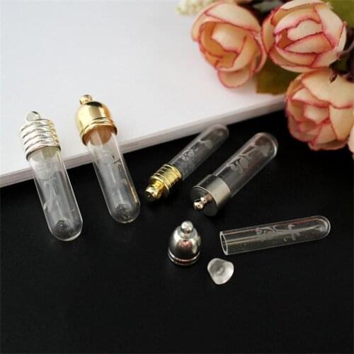 6PCS 6/8MM Carved Rose Glass Tube Vial Pendant Bracelet Name on Rice DIY Bracelets Wishing Glass Bottle Jewelry Finding