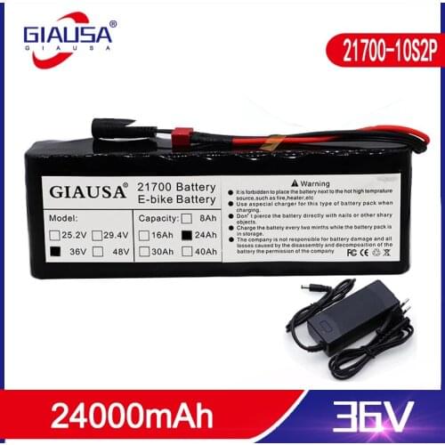 GIAUSA 36V battery 24ah 21700 10S2P 36V battery pack 600W high power battery Ebike electric bicycle BMSwith 42v charger