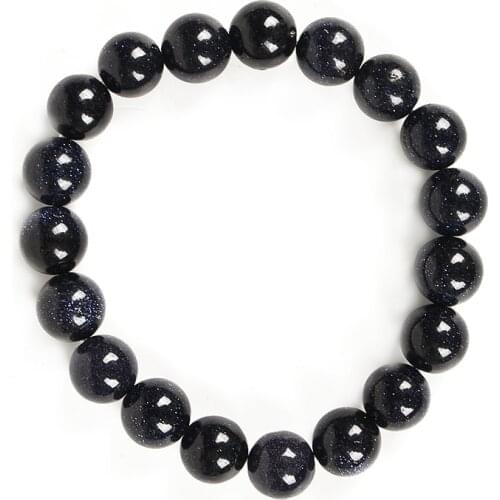 Glittering Round Black Obsidian 10mm Stone Beads Manual DIY Chain Bracelet 7.5inch on Business Preferred Accessories Gifts H294