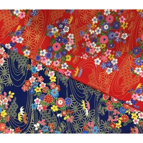 Bronzing cotton DIY fabric gilded strips floral print qualified for bag pillow and cloth