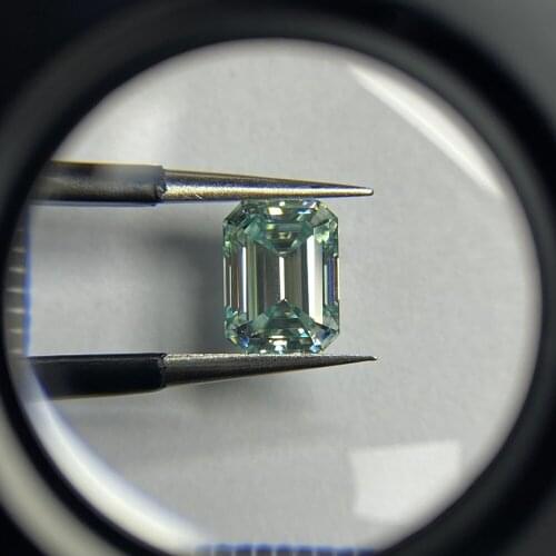 2021 New GRA Color D 9*11mm Light Blue Popular Shape Emerald Cut Meisidian Synthetic Moissanite Stone