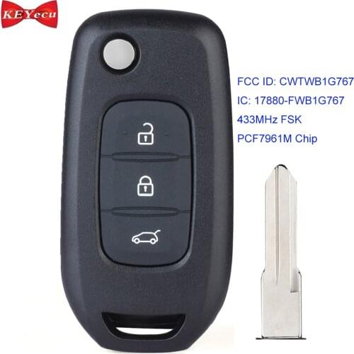 KEYECU for Renault Captur Kadjar Megane 3 Symbol Remote Car Key Fob CWTWB1G767 433MHz PCF7961M Chip VAC102 Blade
