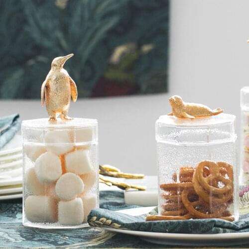 Candy Jars, Golden Animal Decoration Glass Bottles, Household Storage Jars, Tea Cans, Cotton Swab Boxes, Storage Containers
