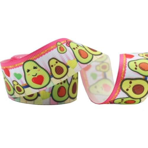 Avocado Printed Pattern Grosgrain Ribbons 1'' - 3'' Design Customized ​Logo for Hair Bows DIY Handmade Materials 10/25/50 Yards