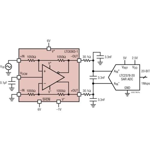 LTC6363IMS8 LTC6363HMS8 LTC6363 LTGSQ - Precision, Low Power Differential Amplifier/ADC Driver Family