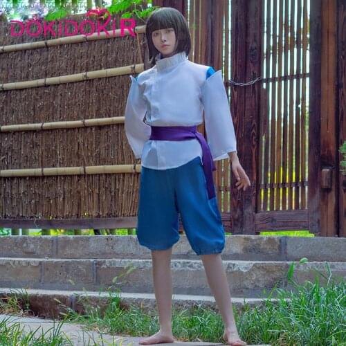 DokiDoki-R Movie Spirited Away Haku Nigihayami Kohakunushi Cosplay Costume Men Halloween Cosplay Wig White & Blue Haku Costume