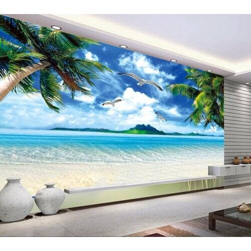 Custom wall mural landscape, Hawaii beach murals for the living room bedroom TV background wall waterproof vinyl papel de parede